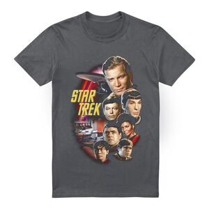 Star Trek Mens Classic Crew T-Shirt / Charcoal